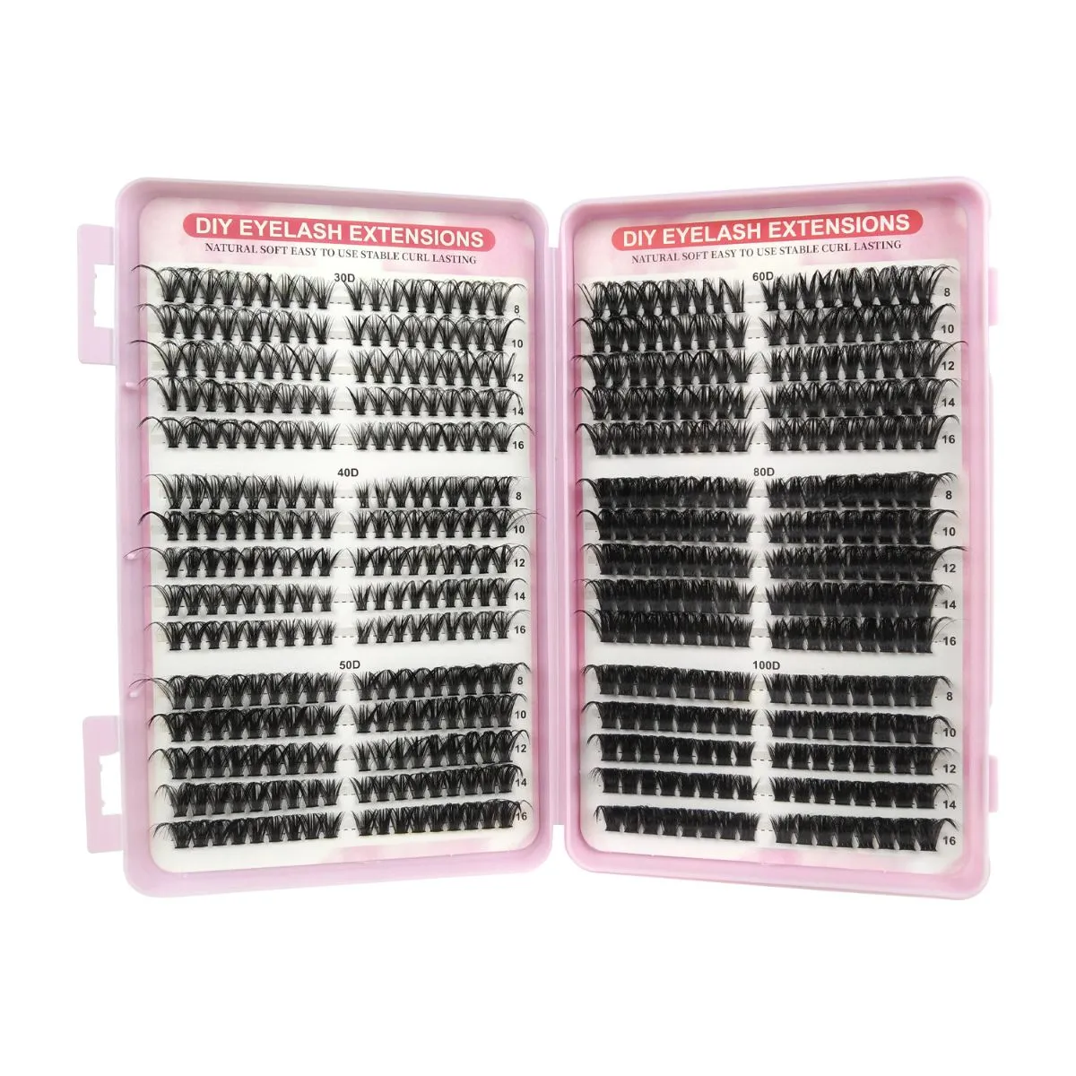 530 PCS Lash Clusters Kit with Bond & Seal and Tweezers – Hot Melt DIY Individual Eyelashes Book, Fluffy Volume False Lashes for Home Self-Application, Reusable